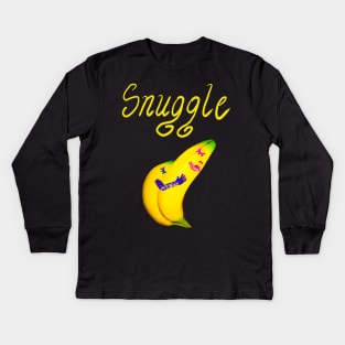 The Best Valentine’s Day Gift ideas 2022, Snuggle - bananas cuddling while sleeping, Valentine’s Day box idea, what to get a guy for valentines day Kids Long Sleeve T-Shirt